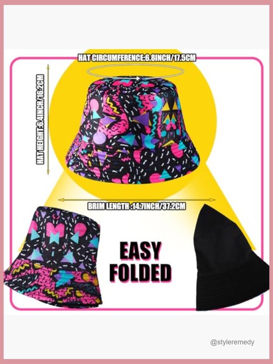 80s 90s Fanny Pack Bucket Hat Set Retro Accessories main image 7